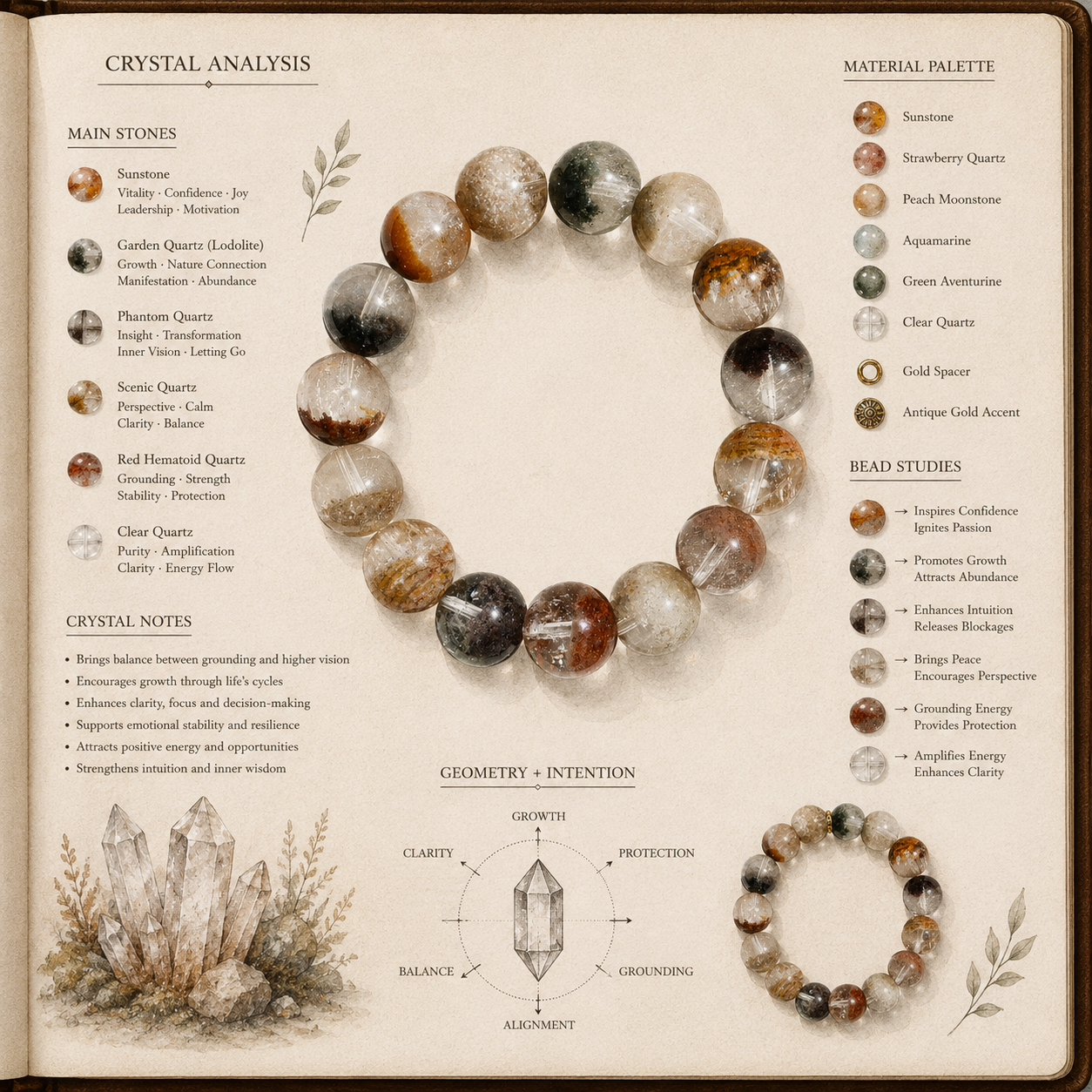 Aurlin Mixed Color Phantom Quartz Bracelet – Growth, Abundance & Spiritual Evolution