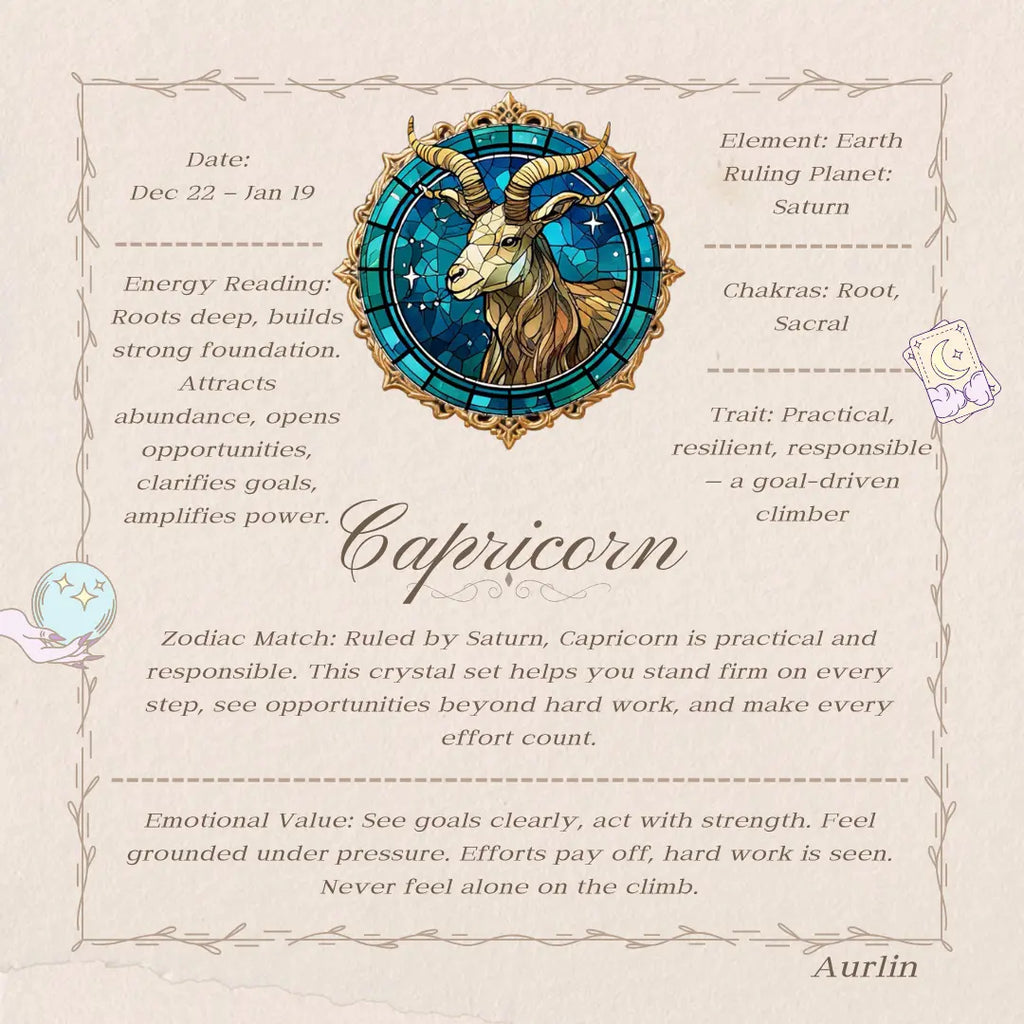 Aurlin Capricorn Natural Energy Crystal Bracelet – Ambition & Grounded Success