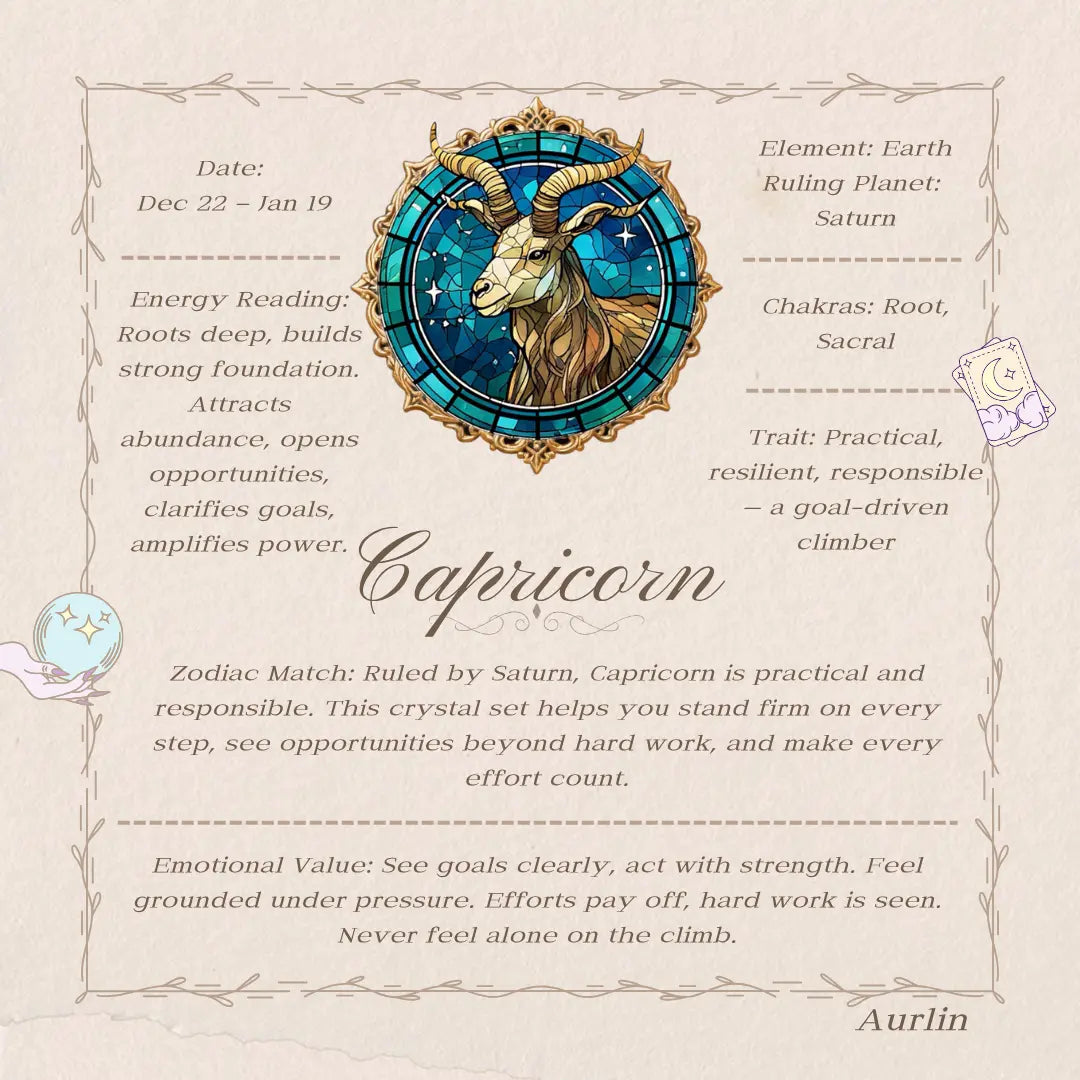 Aurlin Capricorn Natural Energy Crystal Bracelet – Ambition & Grounded Success