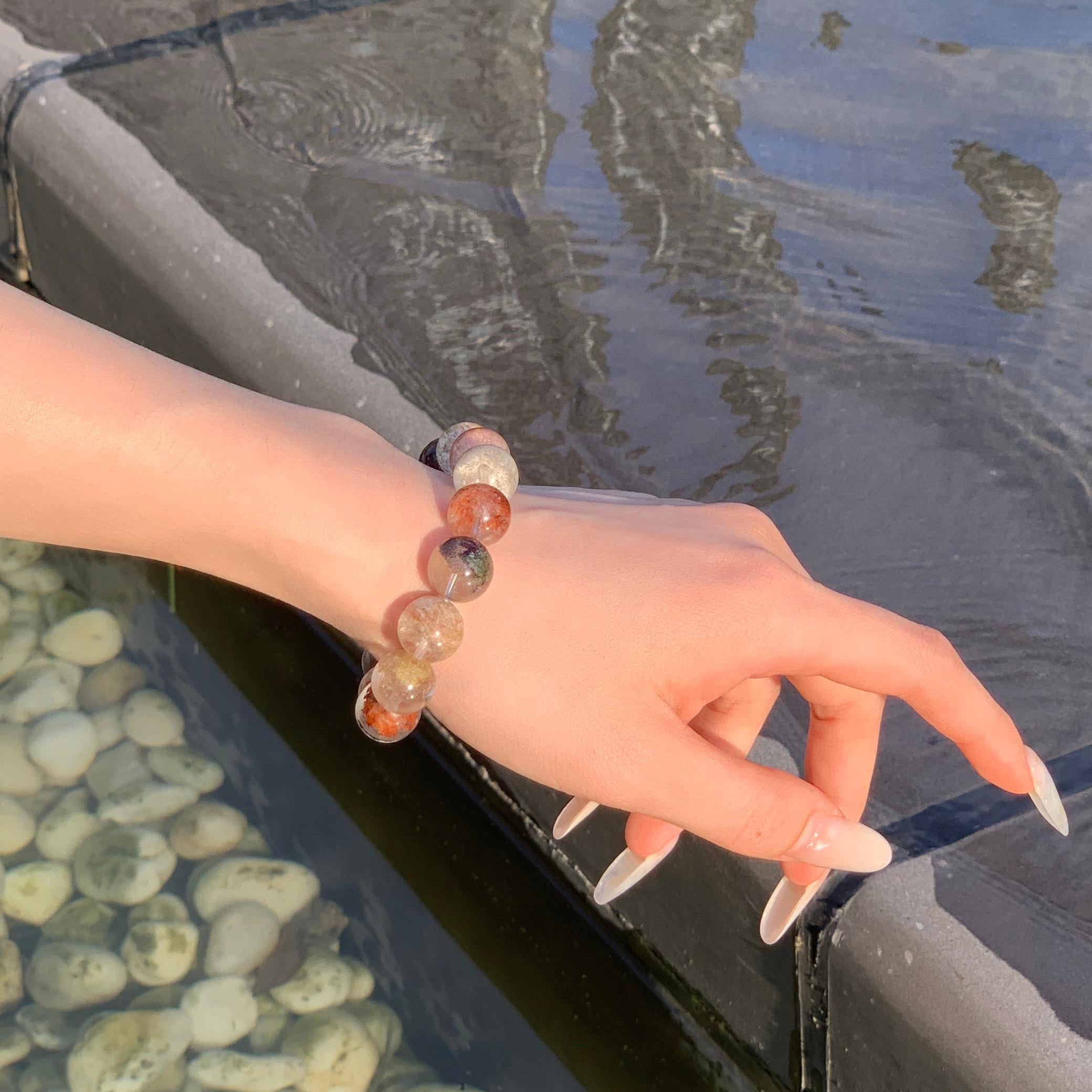Aurlin Mixed Color Phantom Quartz Bracelet – Growth, Abundance & Spiritual Evolution