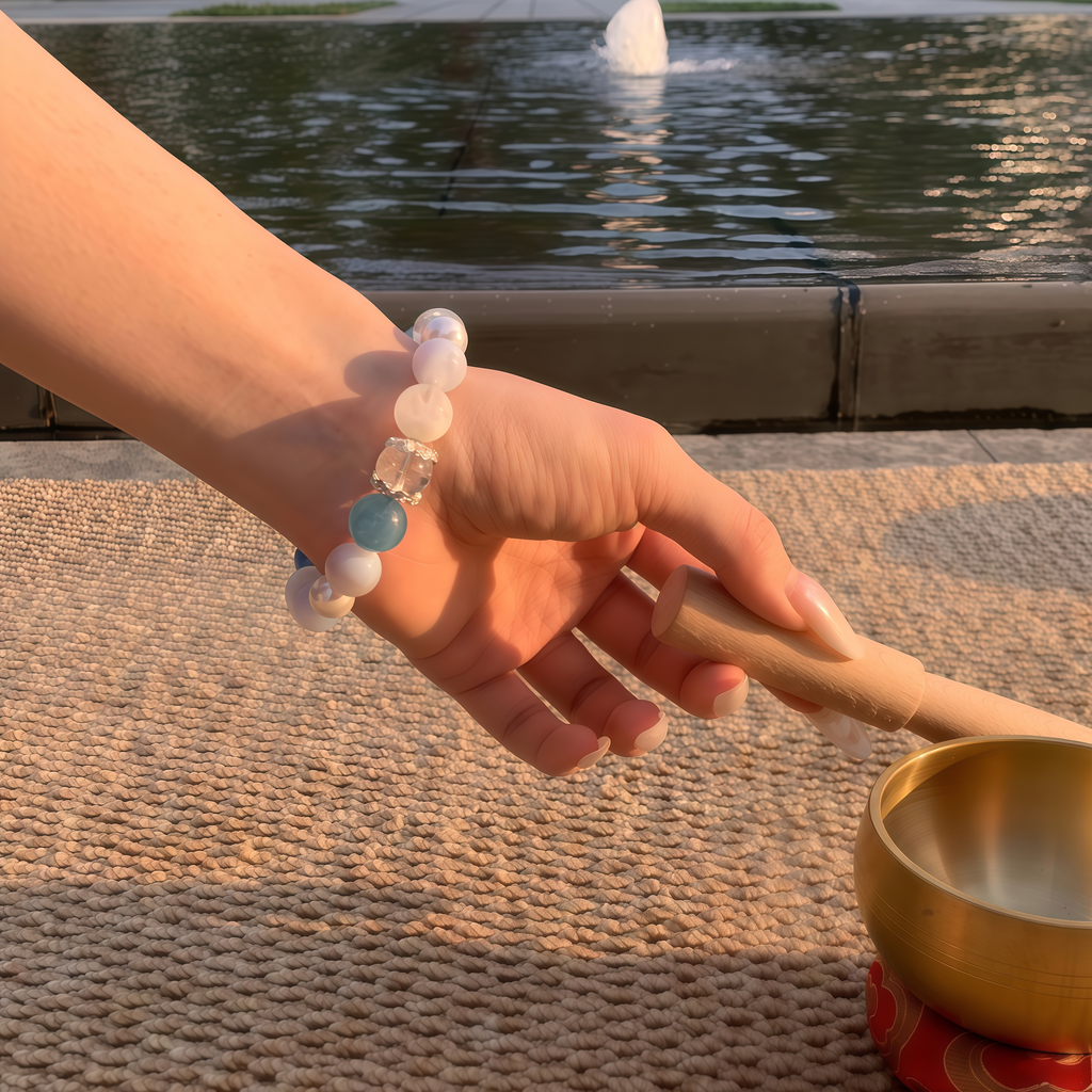 Aurlin Throat Chakra Energy Crystal Bracelet – Clear Communication · Self-Expression · Authentic Connection