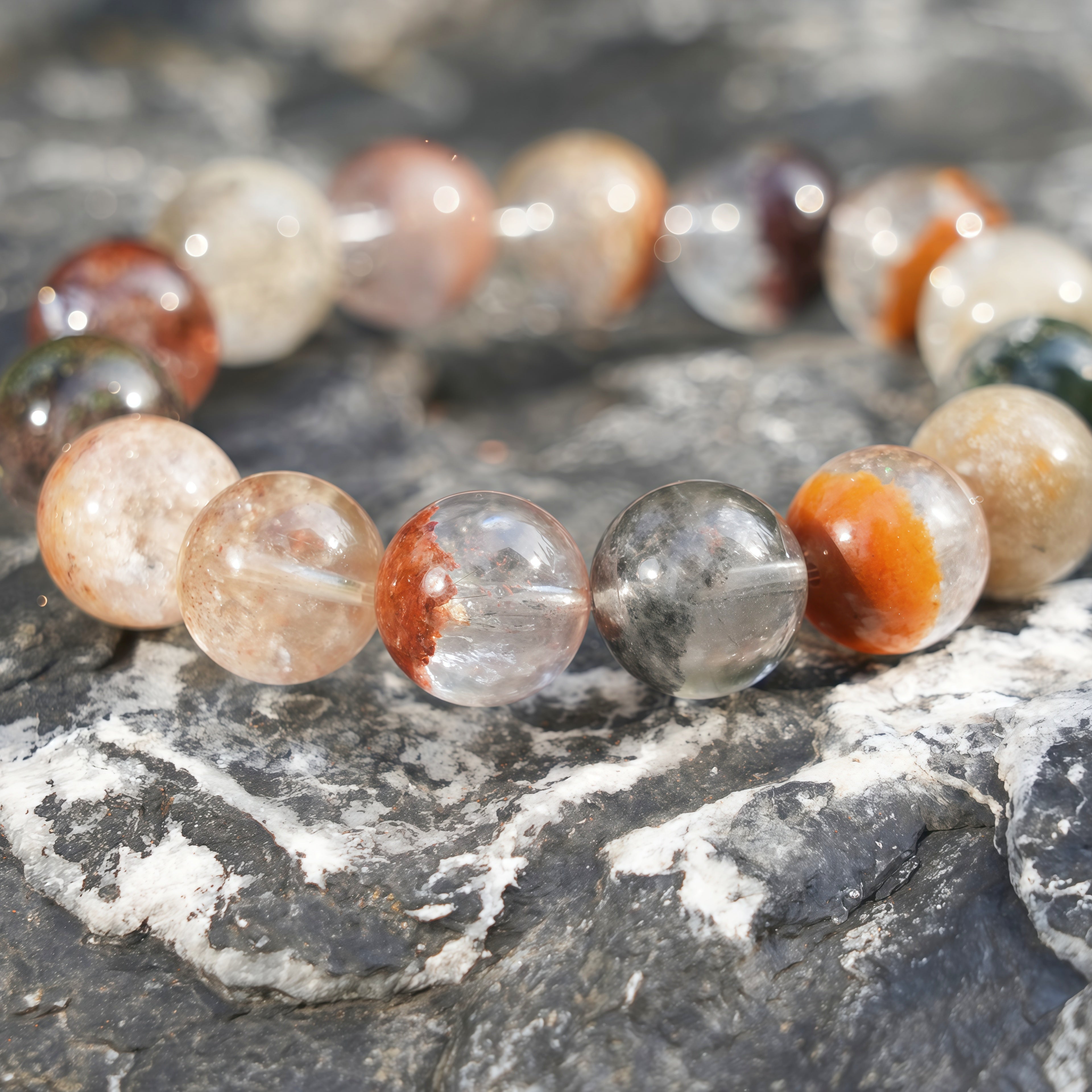 Aurlin Mixed Color Phantom Quartz Bracelet – Growth, Abundance & Spiritual Evolution