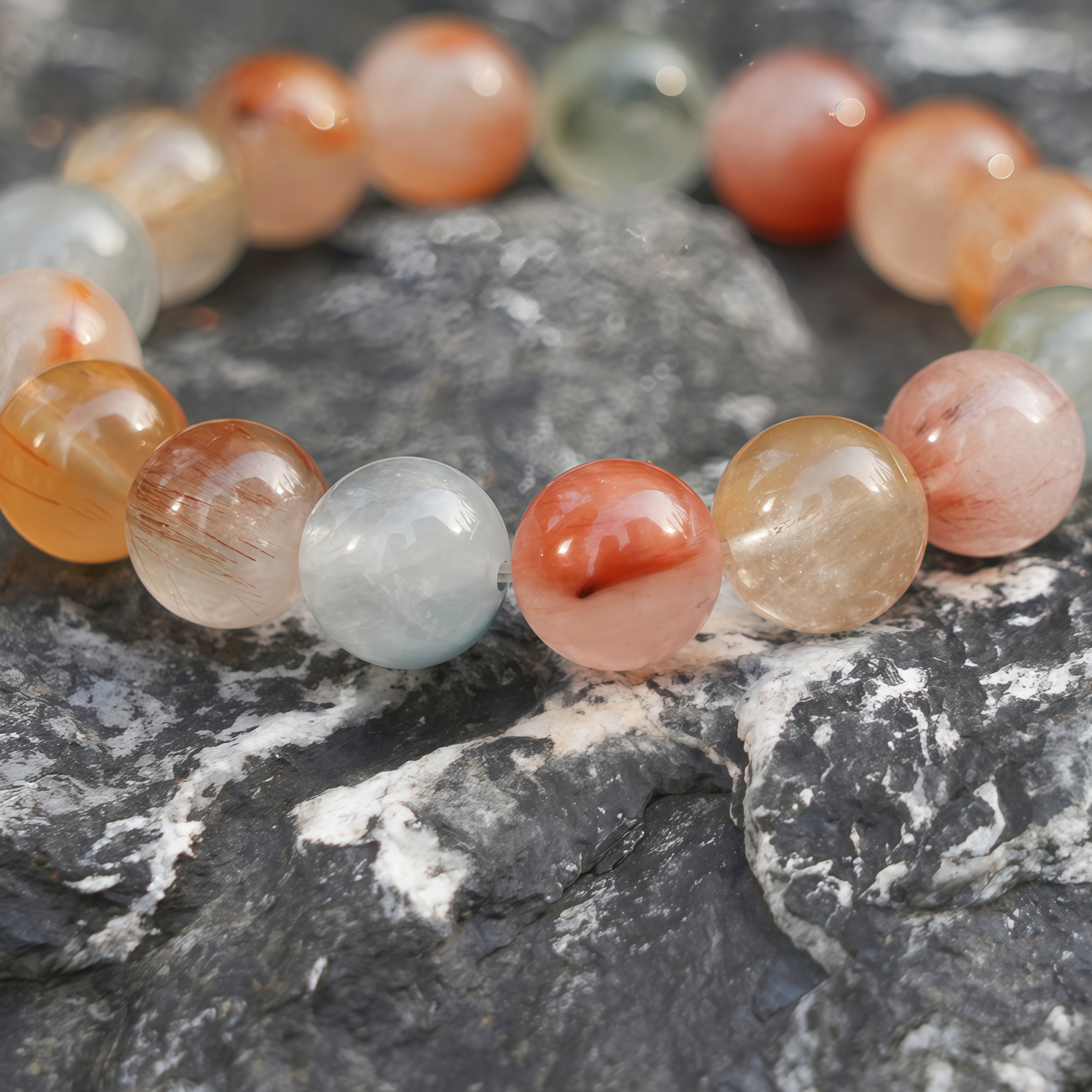 Aurlin Mixed Color Fiber Quartz Bracelet – Joy, Vitality & Creativity
