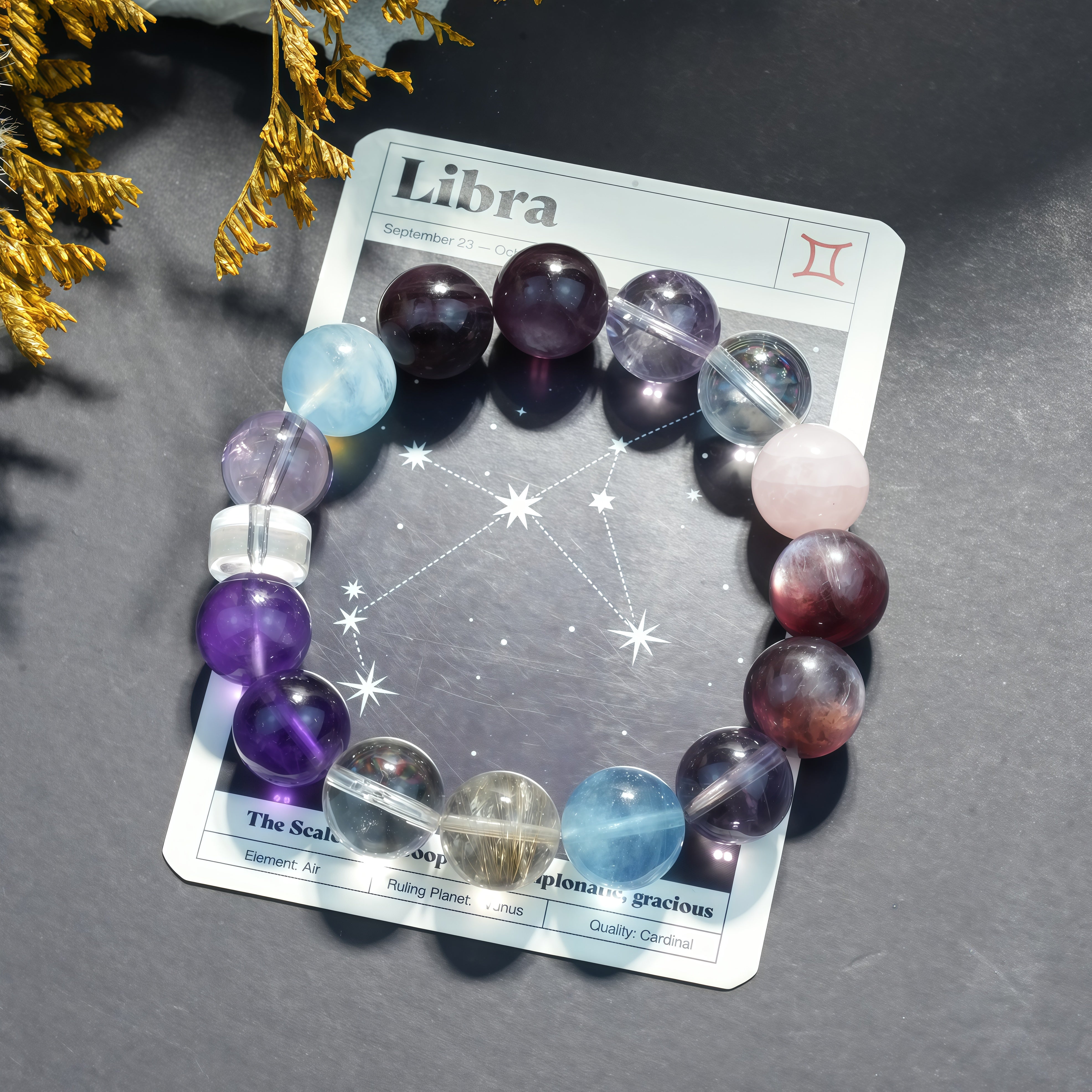 Aurlin Libra Natural Energy Crystal Bracelet – Balance & Harmonious Relationships