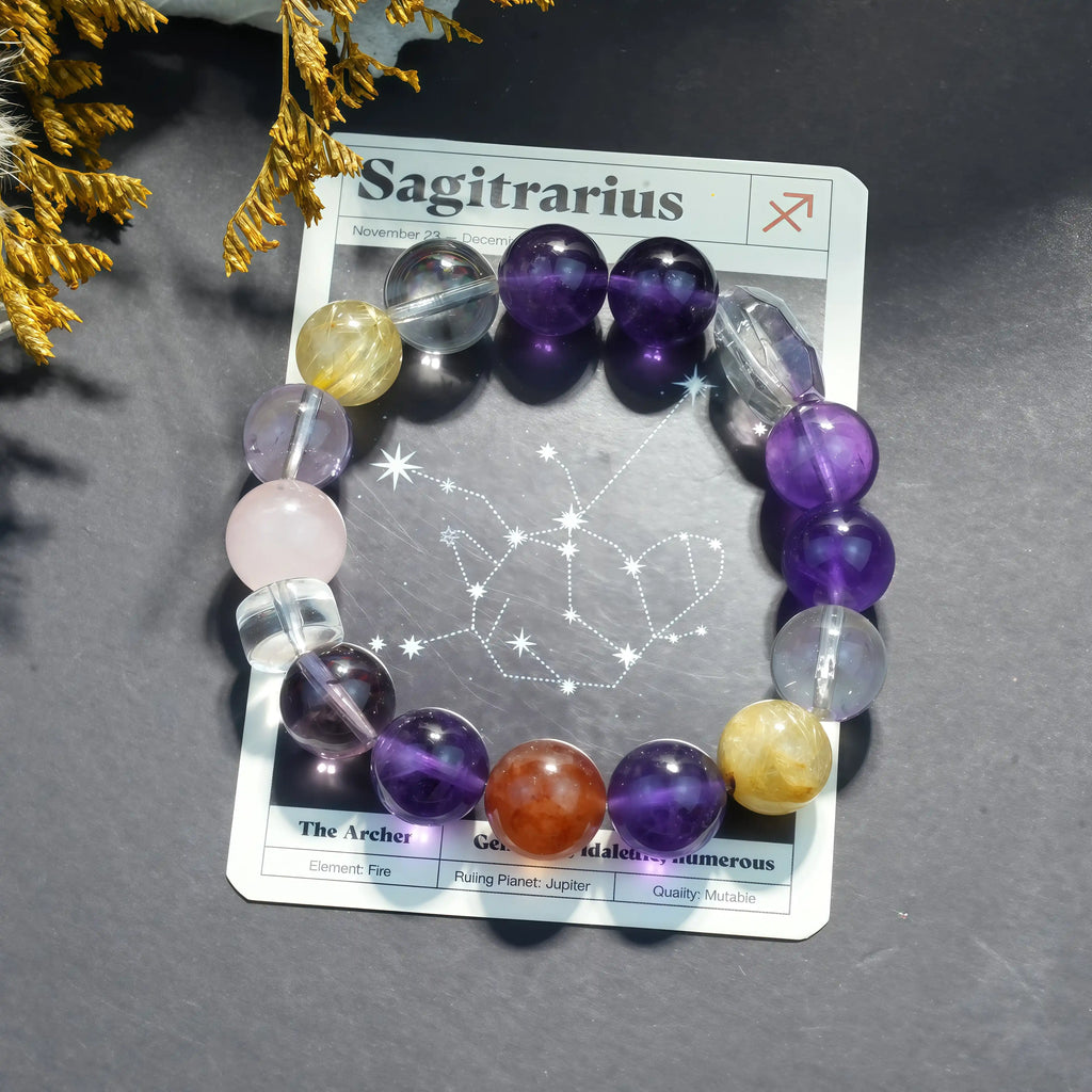 Aurlin Sagittarius Natural Energy Crystal Bracelet – Adventure & Optimism