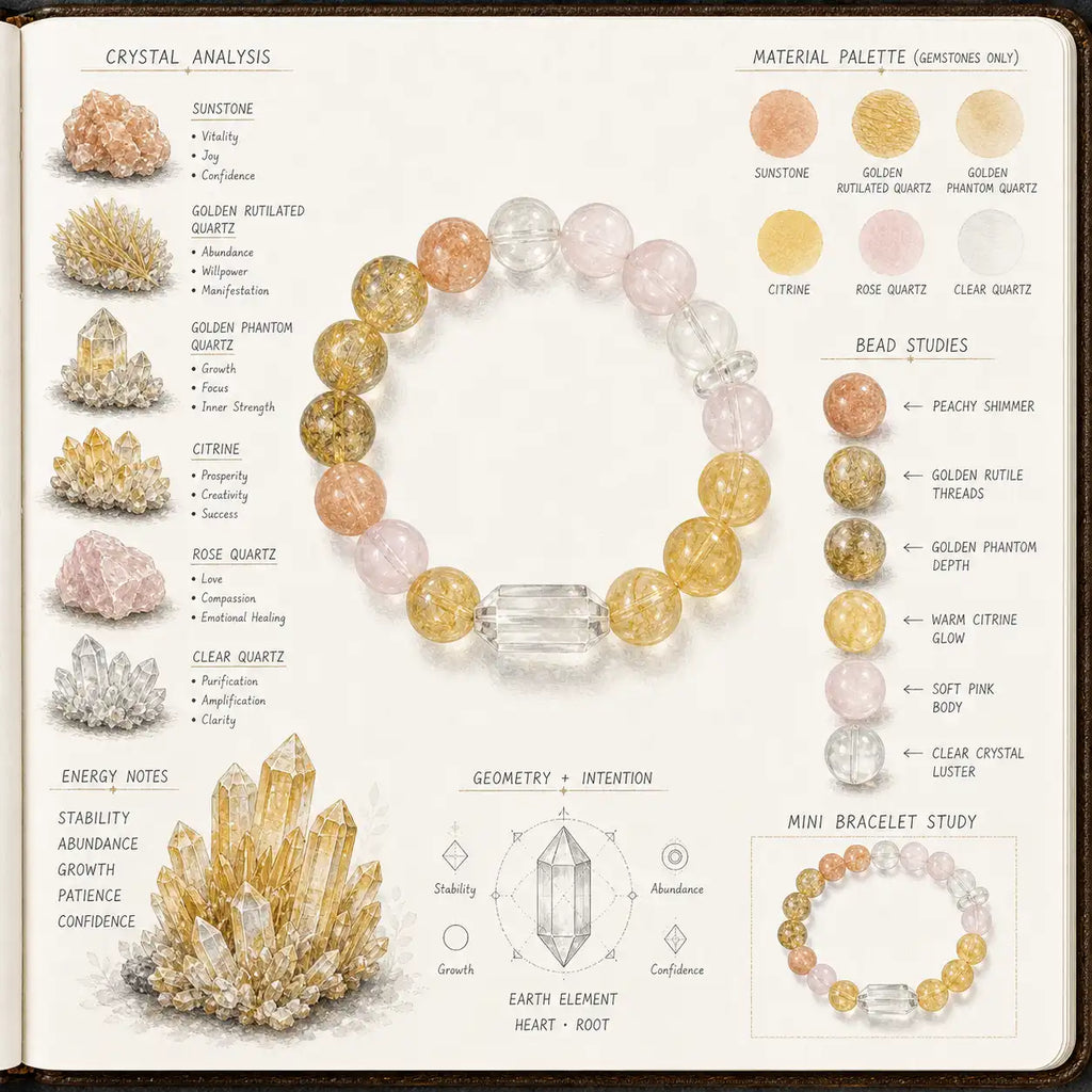Aurlin Taurus Natural Energy Crystal Bracelet – Stability & Abundance