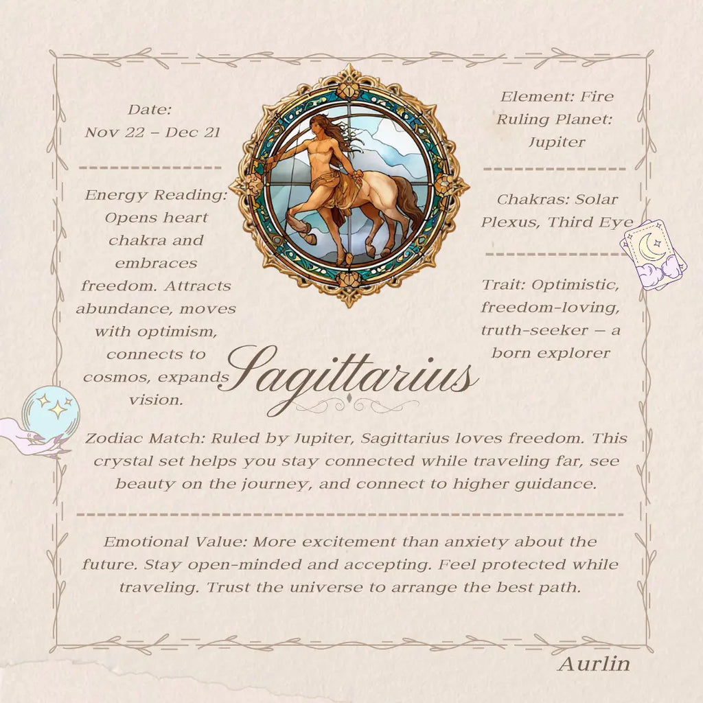 Aurlin Sagittarius Natural Energy Crystal Bracelet – Adventure & Optimism