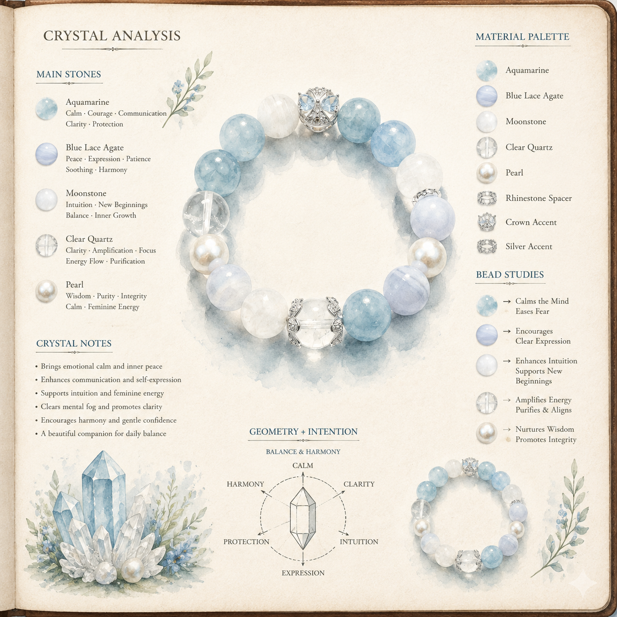 Aurlin Throat Chakra Energy Crystal Bracelet – Clear Communication · Self-Expression · Authentic Connection