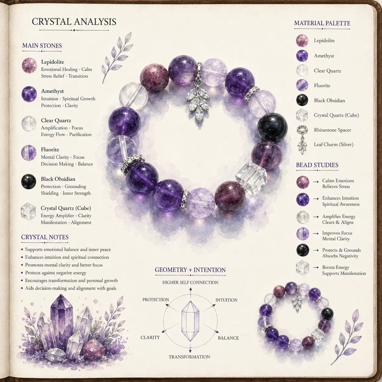 Aurlin Third Eye Chakra Energy Crystal Bracelet – Intuition · Insight · Mental Clarity
