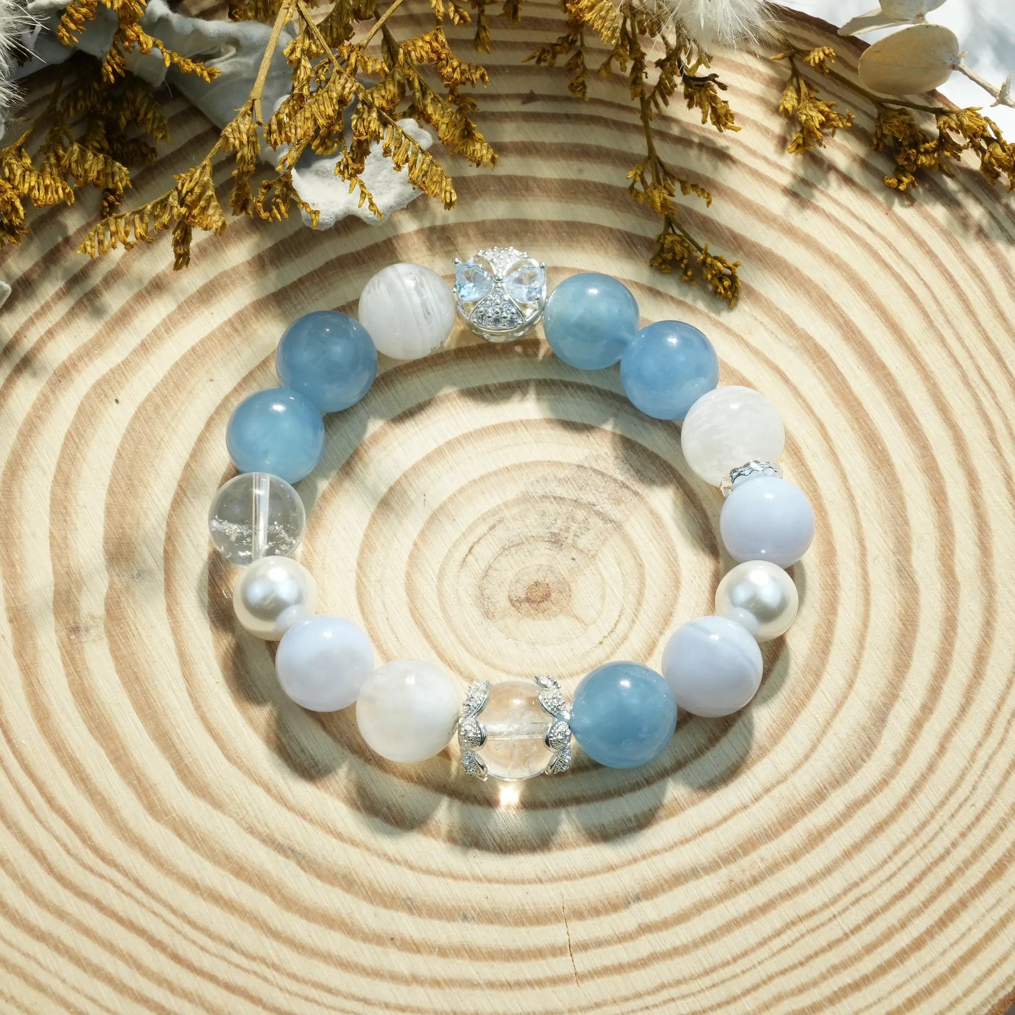 Aurlin Throat Chakra Energy Crystal Bracelet – Clear Communication · Self-Expression · Authentic Connection