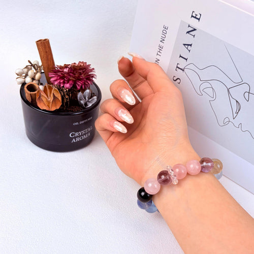 Aurlin Aquarius Natural Energy Crystal Bracelet – Innovation & Humanitarian Vibes – Customizable