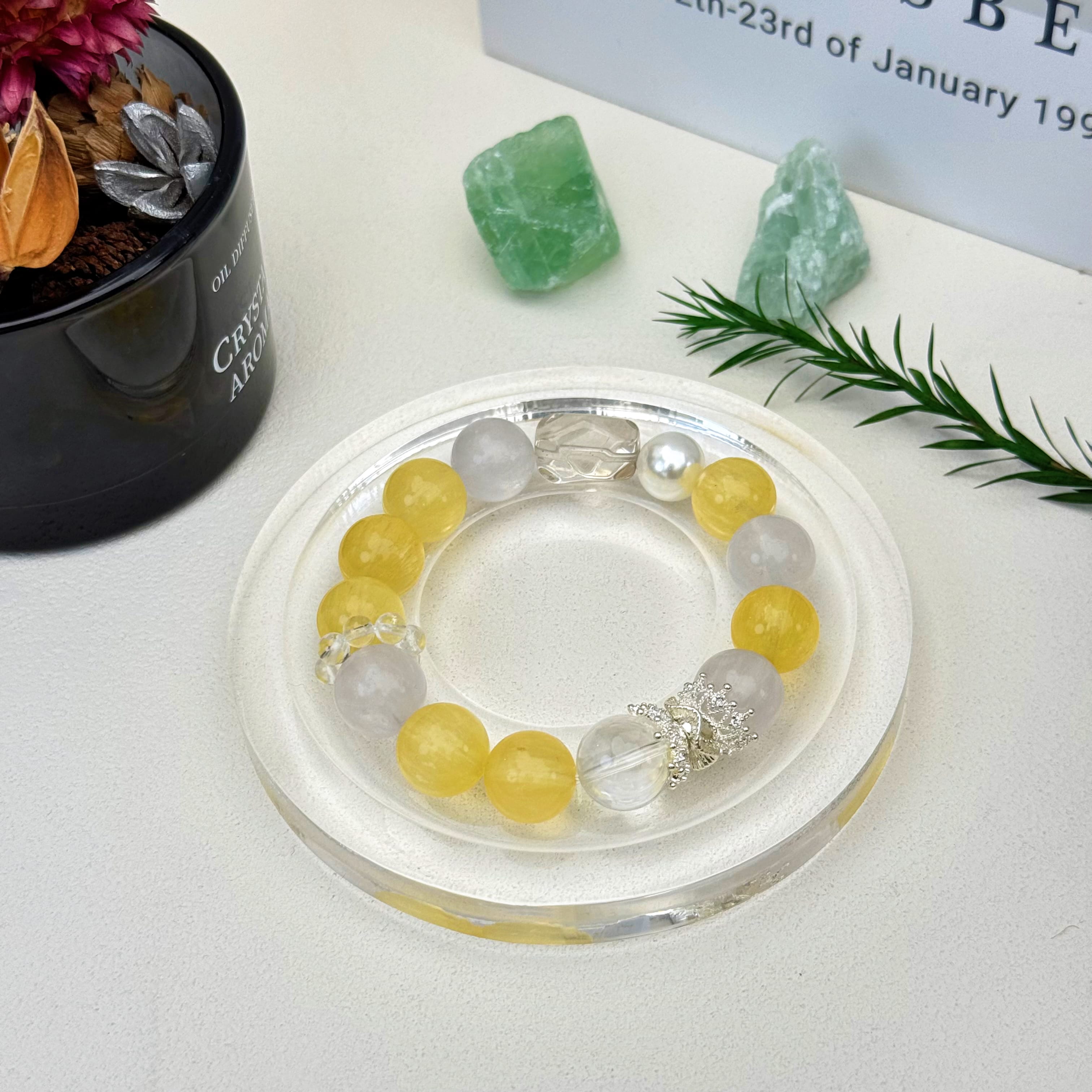 Aurlin Aurlin Abundance & Confidence Bracelet – Yellow Fluorite & Clear Quartz