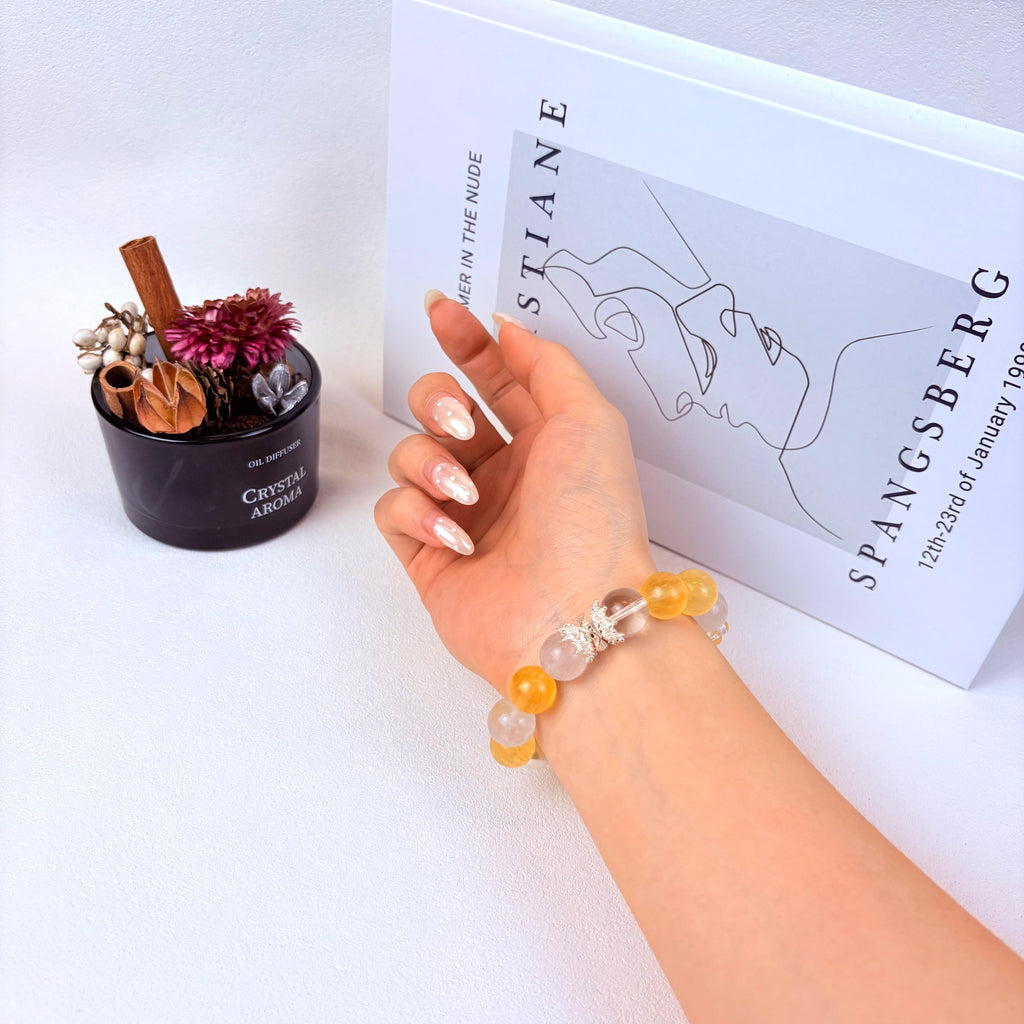 Aurlin Aurlin Abundance & Confidence Bracelet – Yellow Fluorite & Clear Quartz