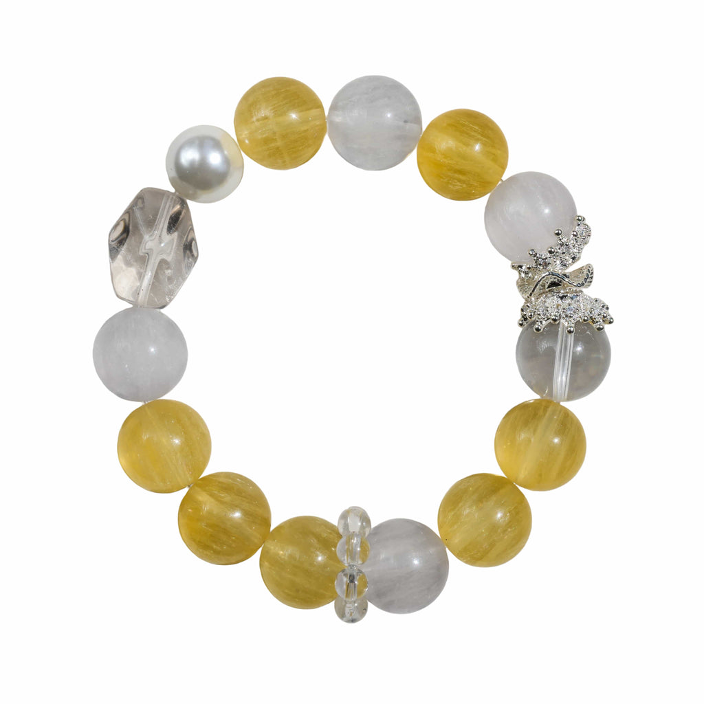 Aurlin Aurlin Abundance & Confidence Bracelet – Yellow Fluorite & Clear Quartz