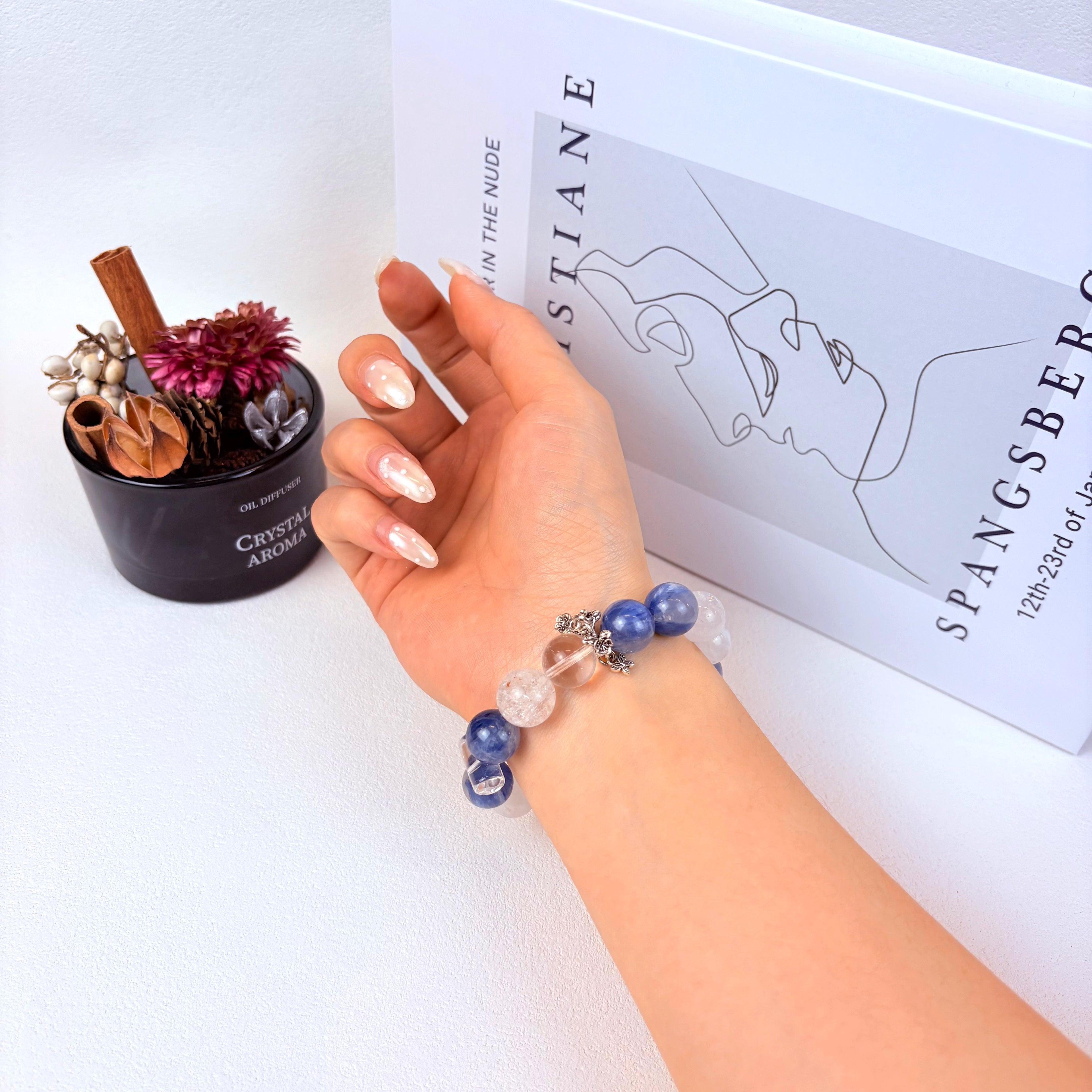 Aurlin Aurlin Calm & Clarity Bracelet – Aquamarine, Gray Moonstone, White Phantom Quartz & Clear Quartz