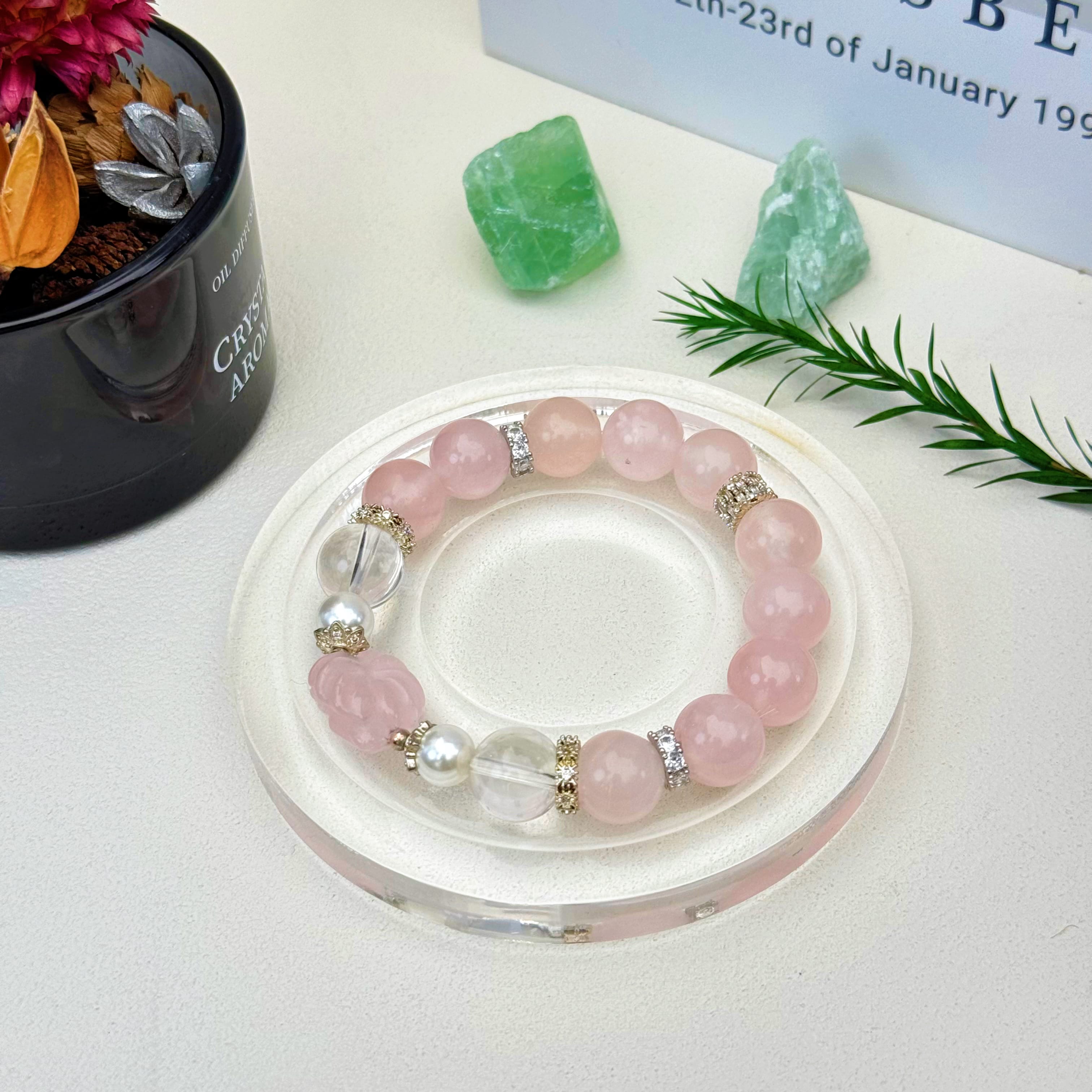 Aurlin Aurlin Love & Self-Care Bracelet – Rose Quartz & Clear Quartz