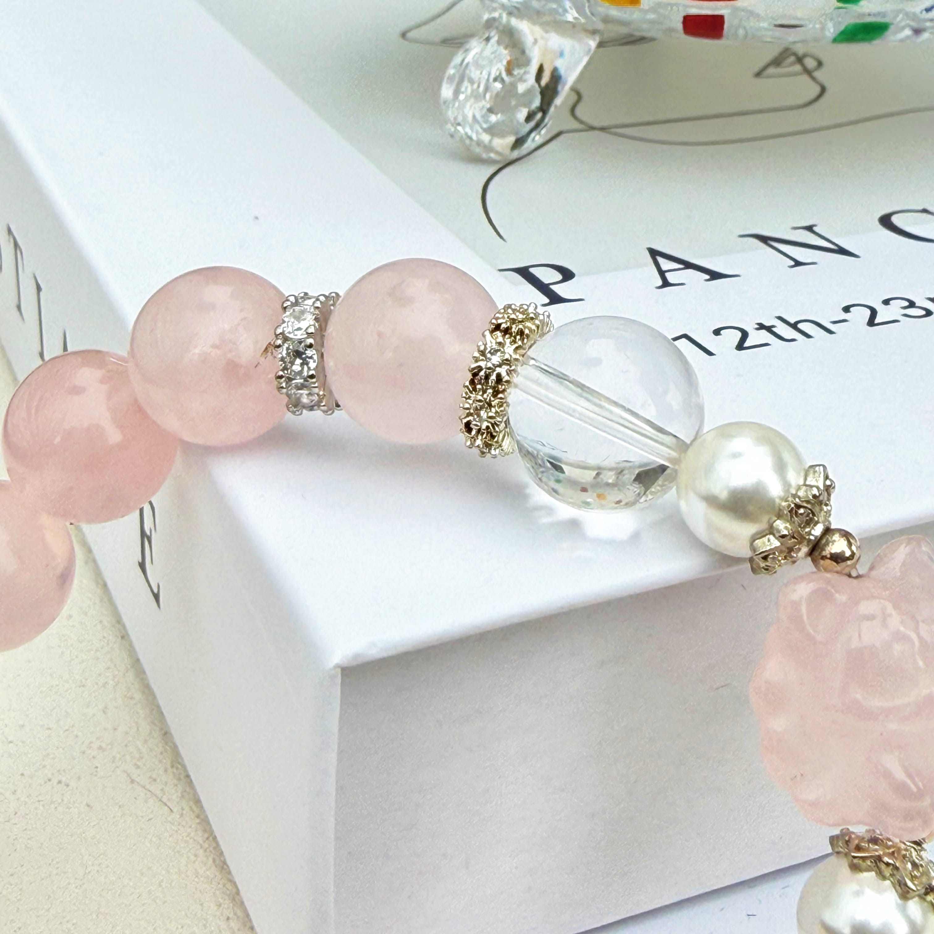 Aurlin Aurlin Love & Self-Care Bracelet – Rose Quartz & Clear Quartz