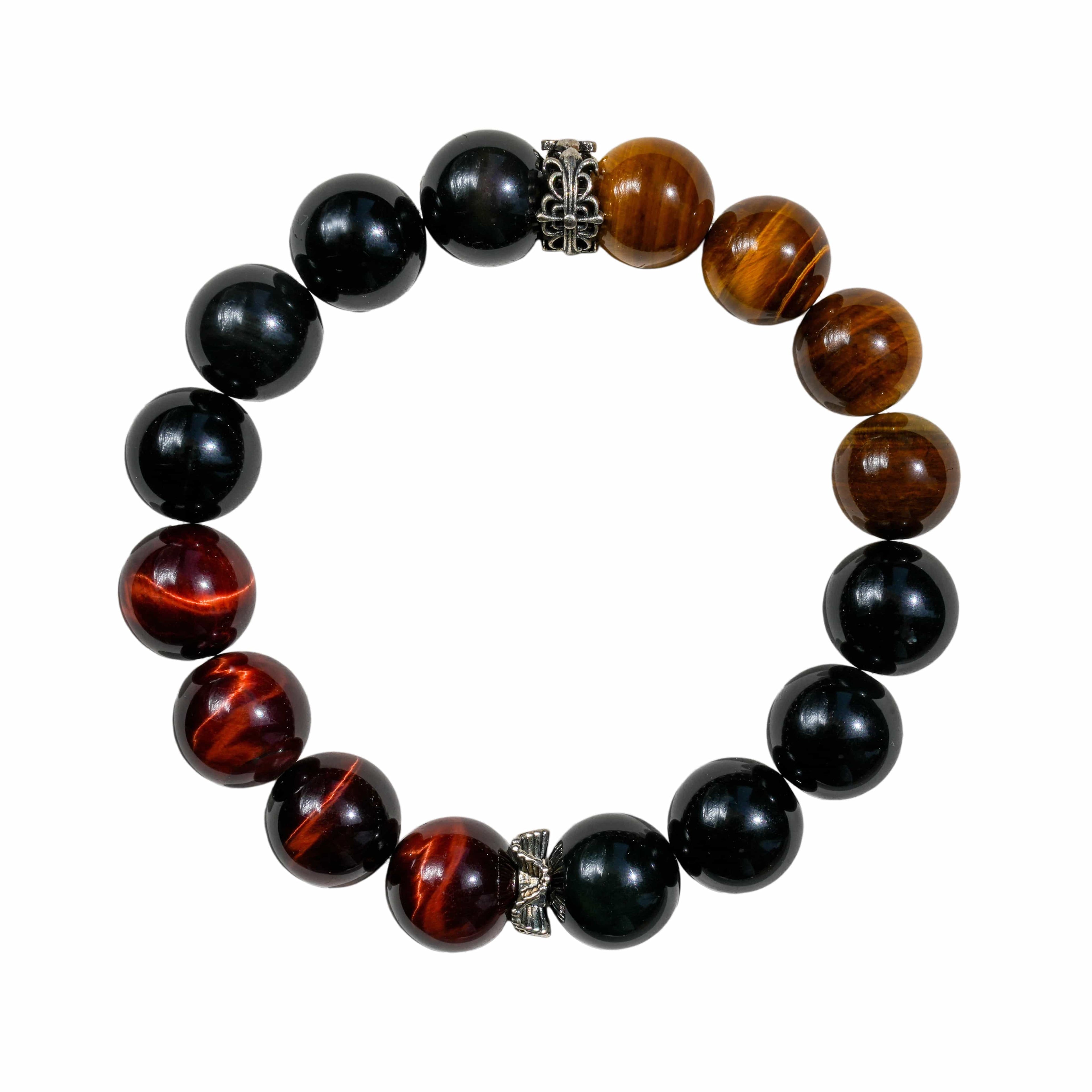 Aurlin Aurlin Protection & Grounding Bracelet – Obsidian, Yellow Tiger‘s Eye & Red Tiger‘s Eye