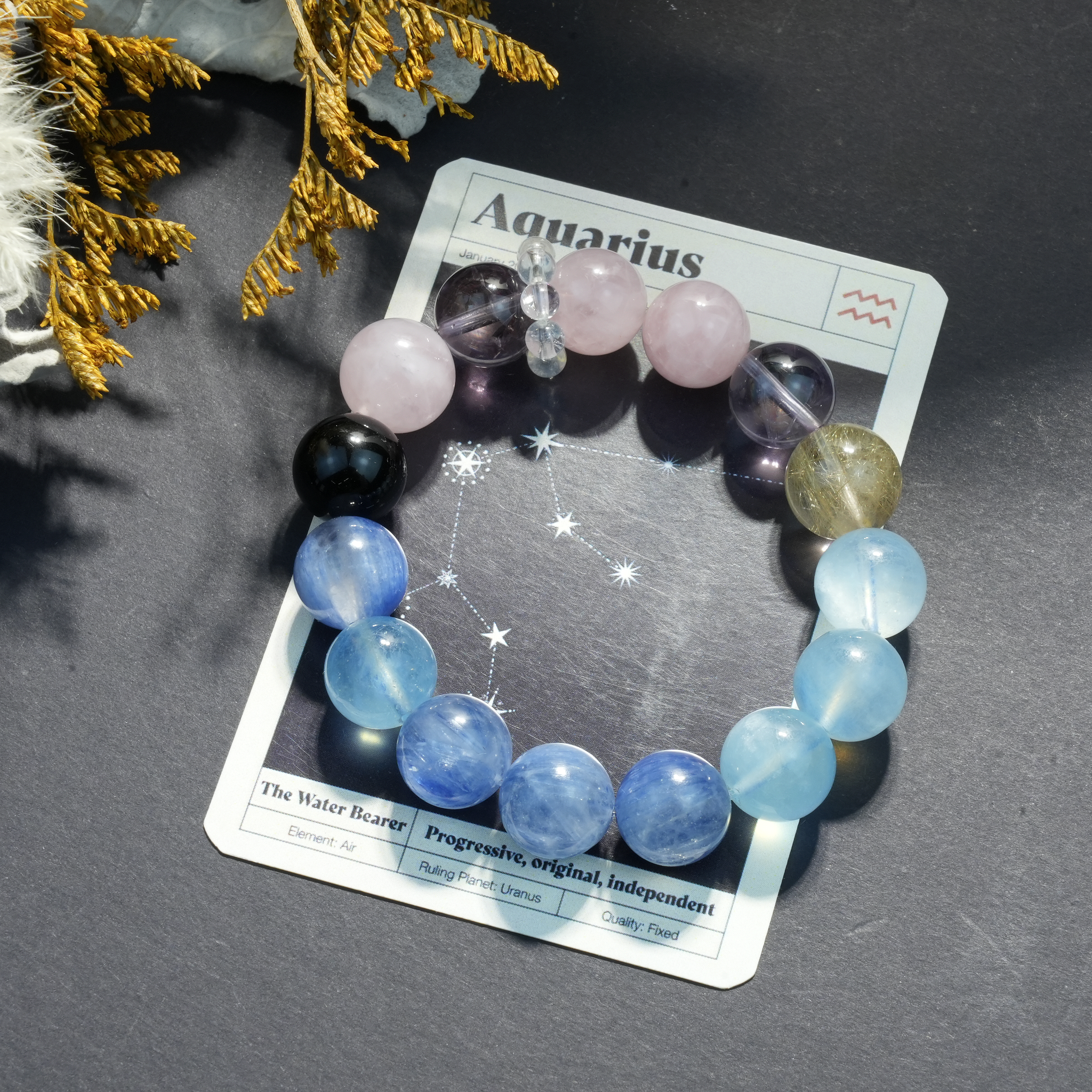 Aurlin Aquarius Natural Energy Crystal Bracelet – Innovation & Humanitarian Vibes