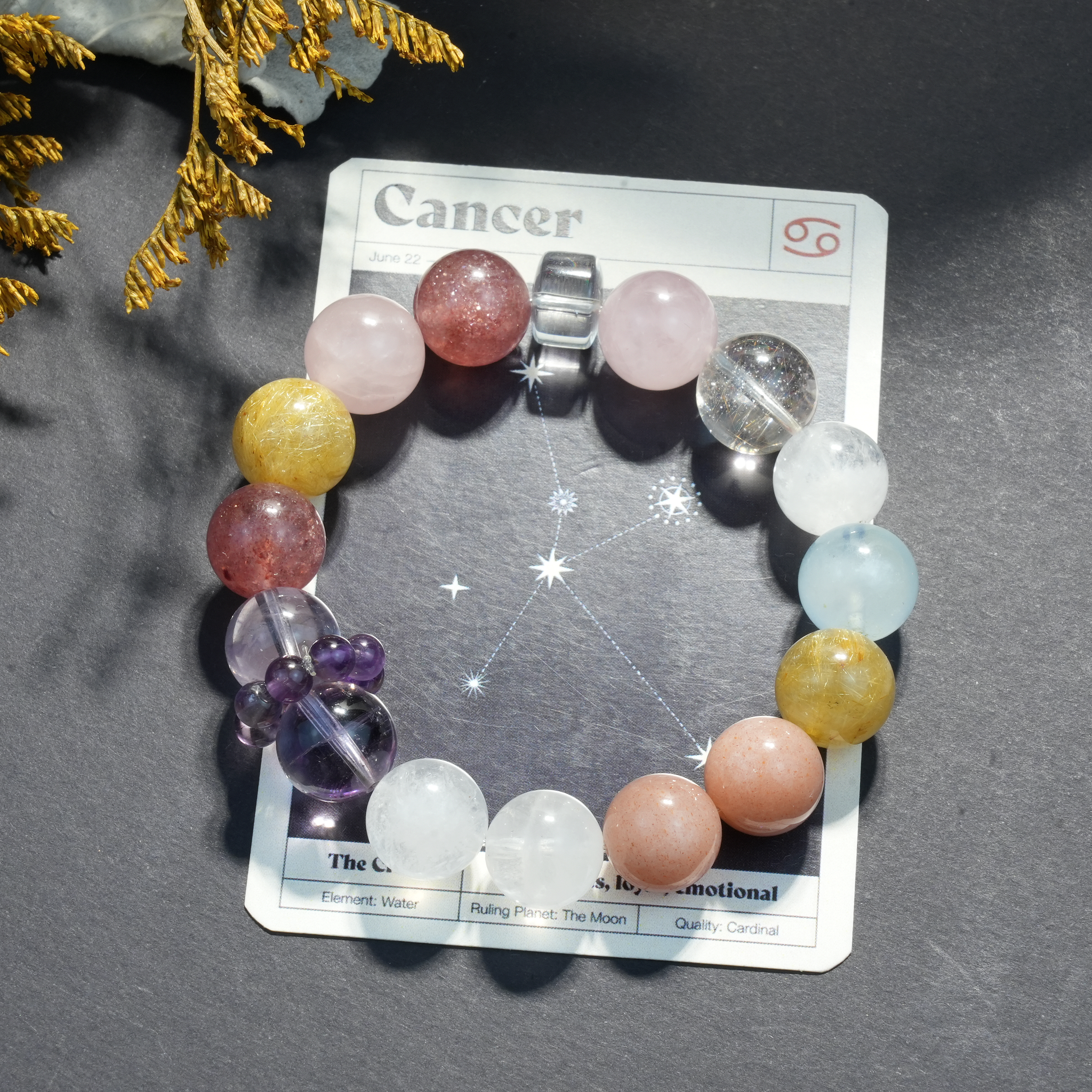 Aurlin Cancer Natural Energy Crystal Bracelet – Emotional Healing & Intuition