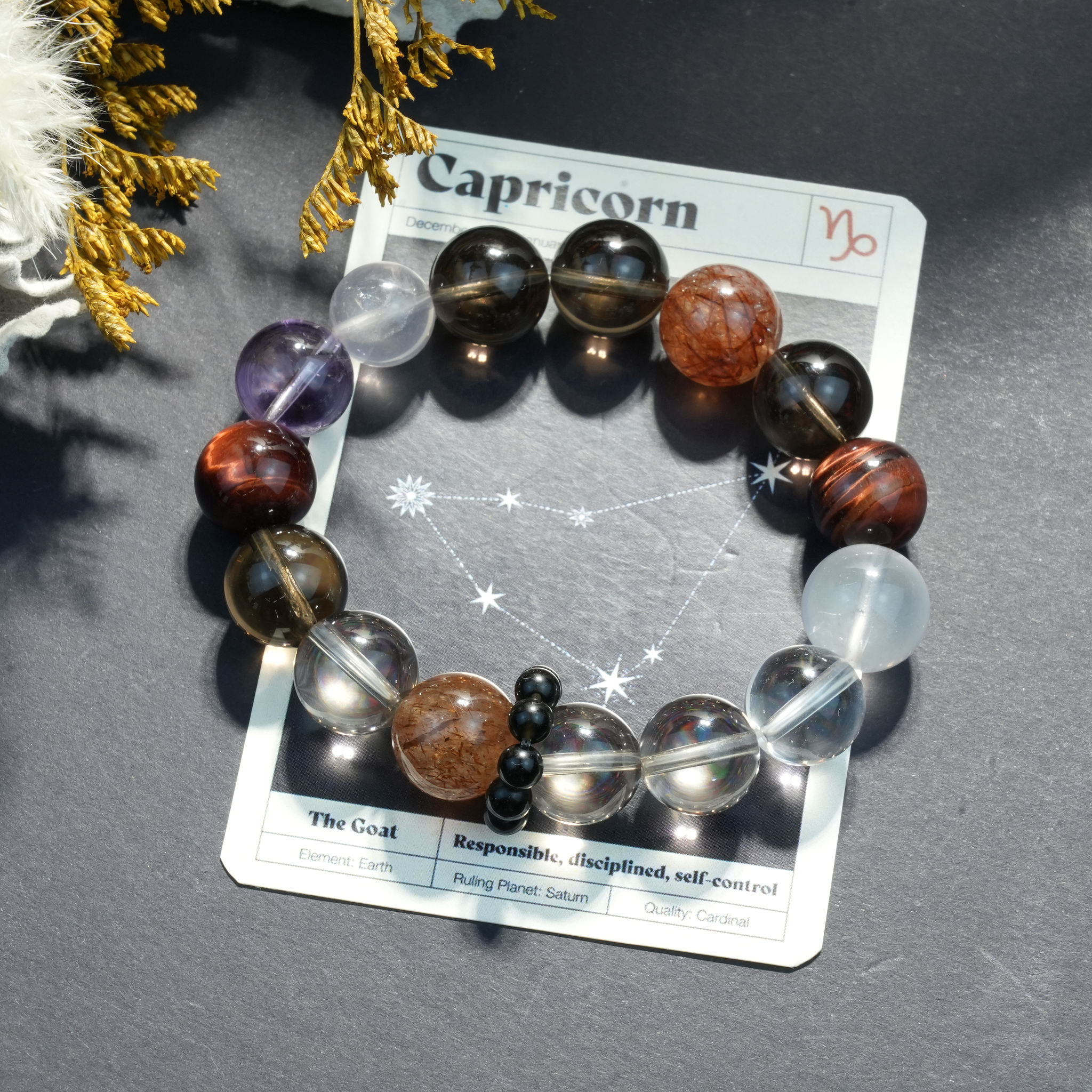 Aurlin Capricorn Natural Energy Crystal Bracelet – Ambition & Grounded Success