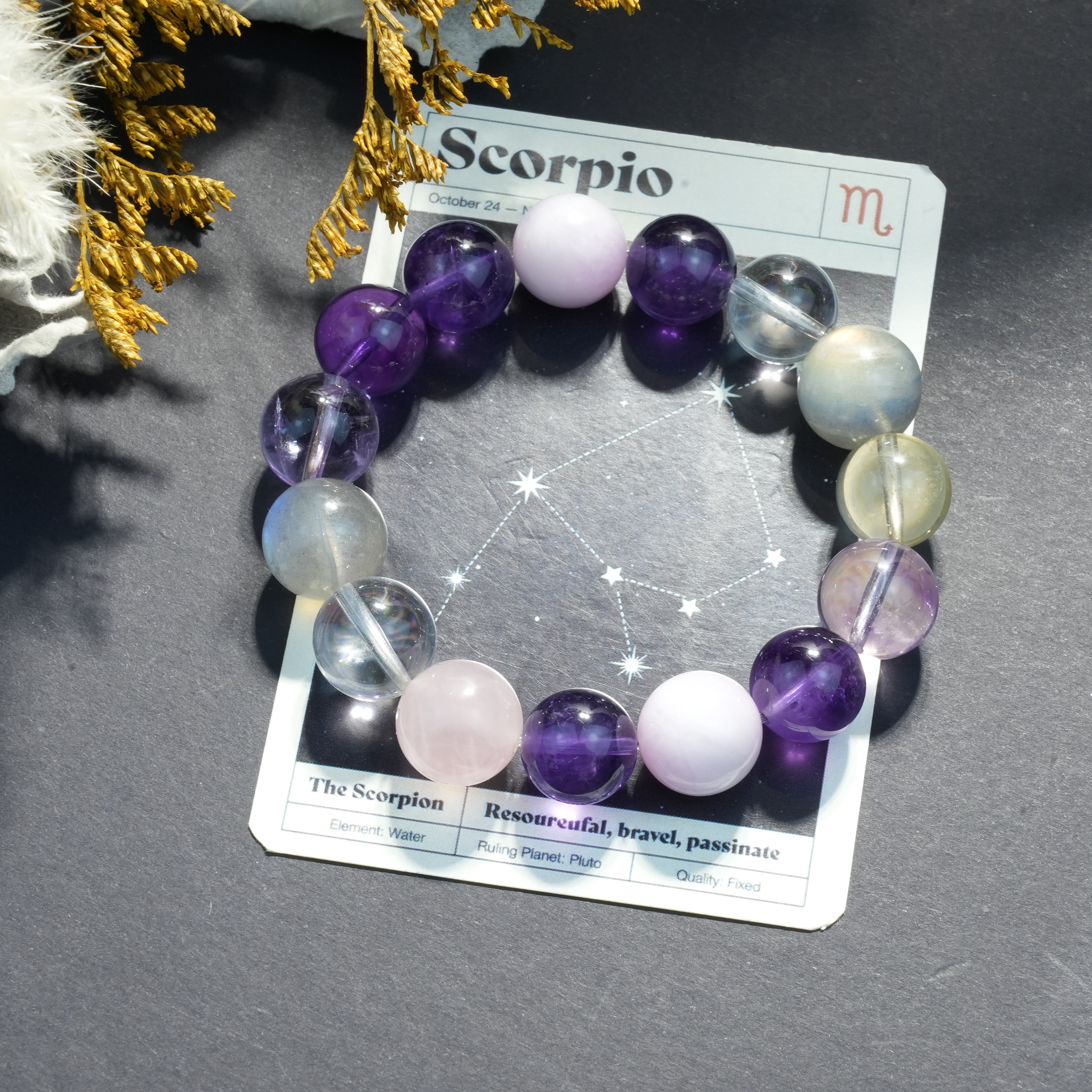 Aurlin Scorpio Natural Energy Crystal Bracelet – Transformation & Inner Power