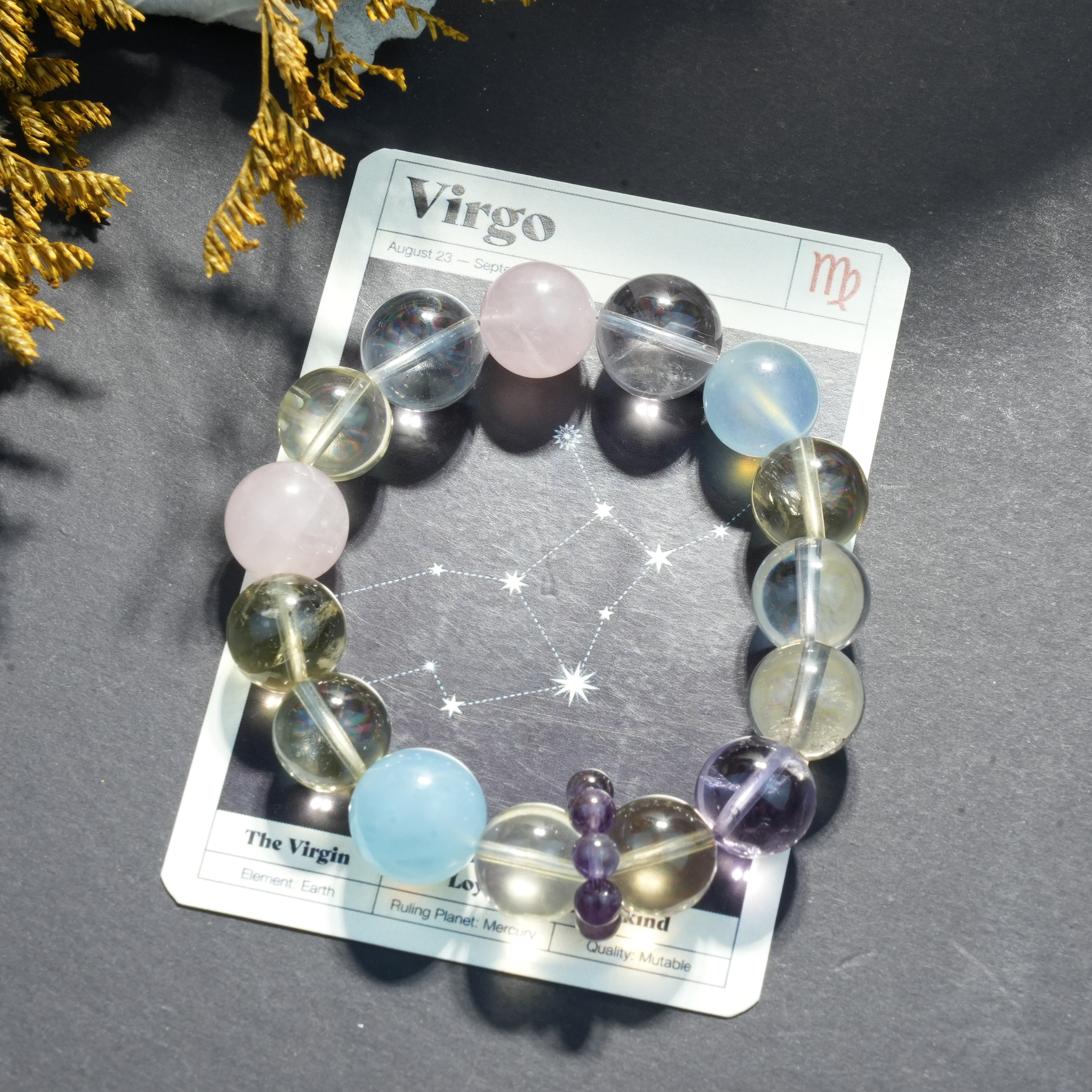 Aurlin Virgo Natural Energy Crystal Bracelet – Grounding & Practical Wisdom