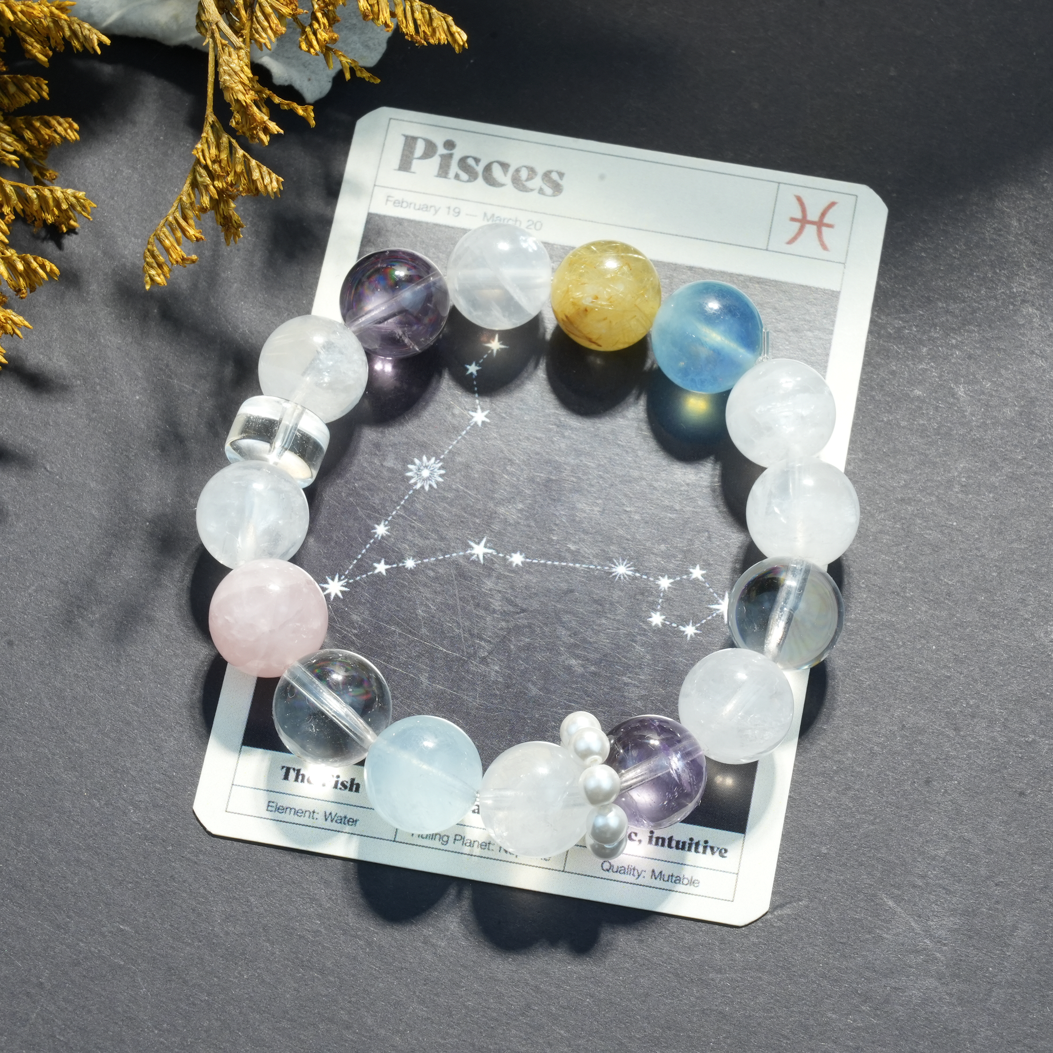 Aurlin Pisces Natural Energy Crystal Bracelet – Intuition & Spiritual Connection