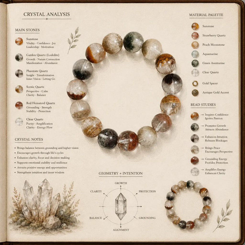 Aurlin Mixed Color Phantom Quartz Bracelet – Growth, Abundance & Spiritual Evolution