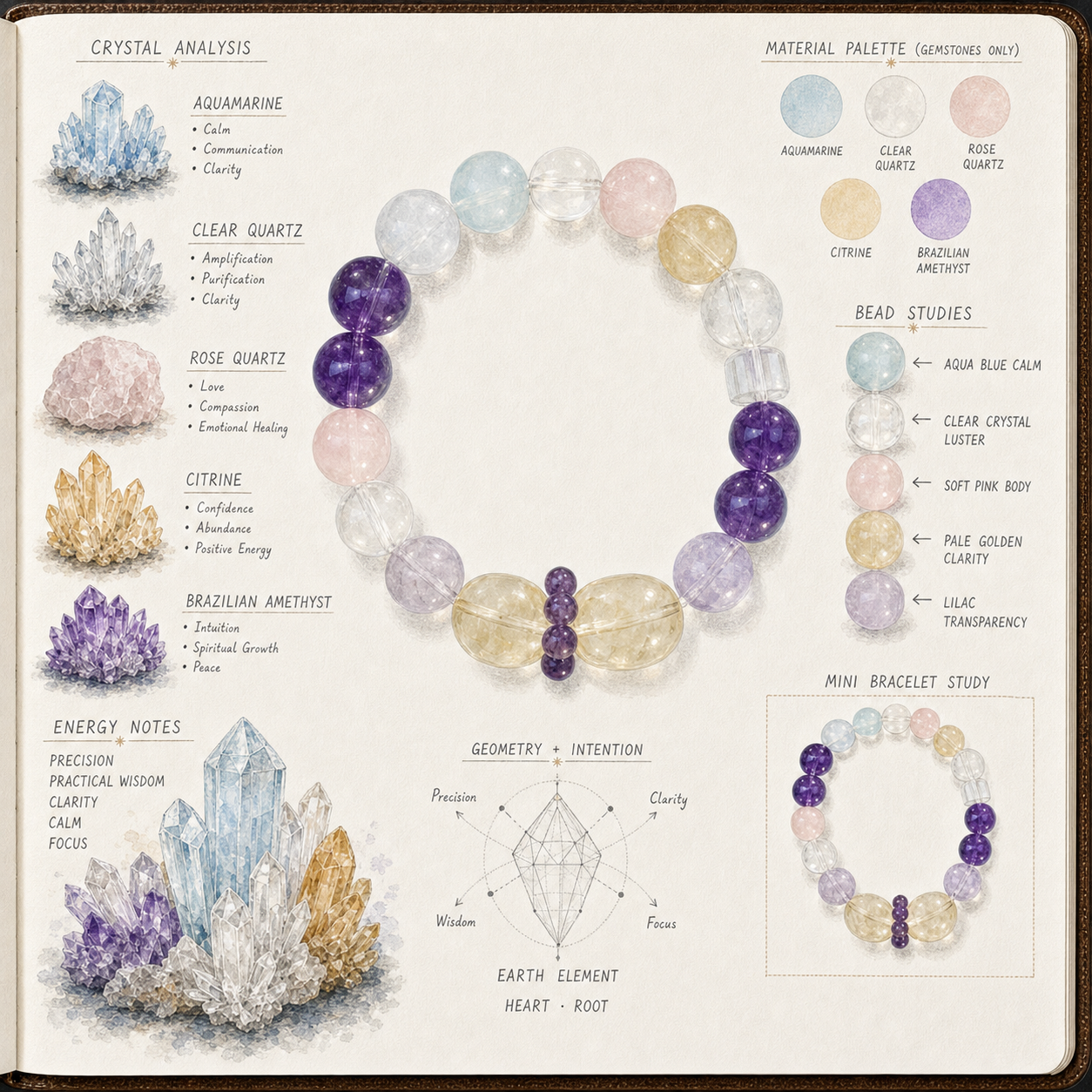 Aurlin Virgo Natural Energy Crystal Bracelet – Grounding & Practical Wisdom