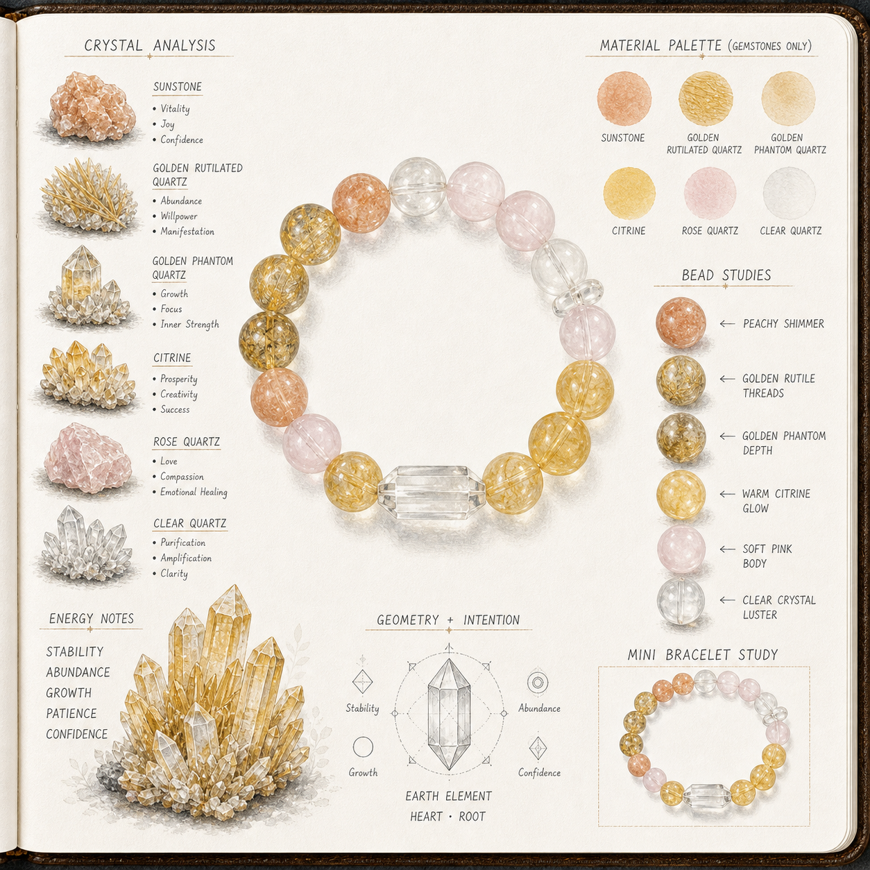 Aurlin Taurus Natural Energy Crystal Bracelet – Stability & Abundance