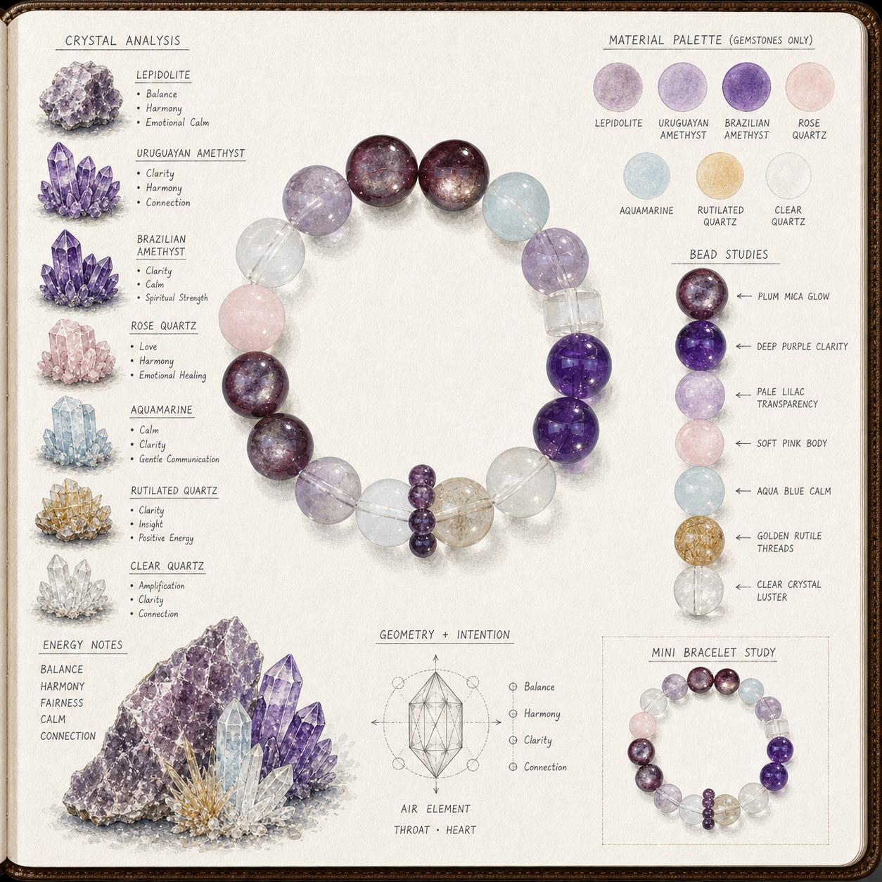 Aurlin Libra Natural Energy Crystal Bracelet – Balance & Harmonious Relationships