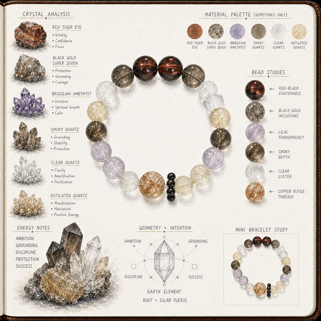 Aurlin Capricorn Natural Energy Crystal Bracelet – Ambition & Grounded Success