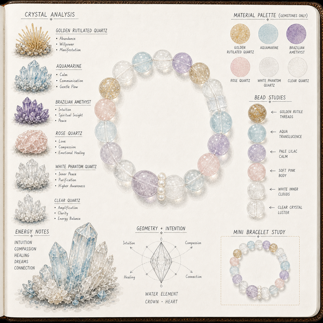 Aurlin Pisces Natural Energy Crystal Bracelet – Intuition & Spiritual Connection